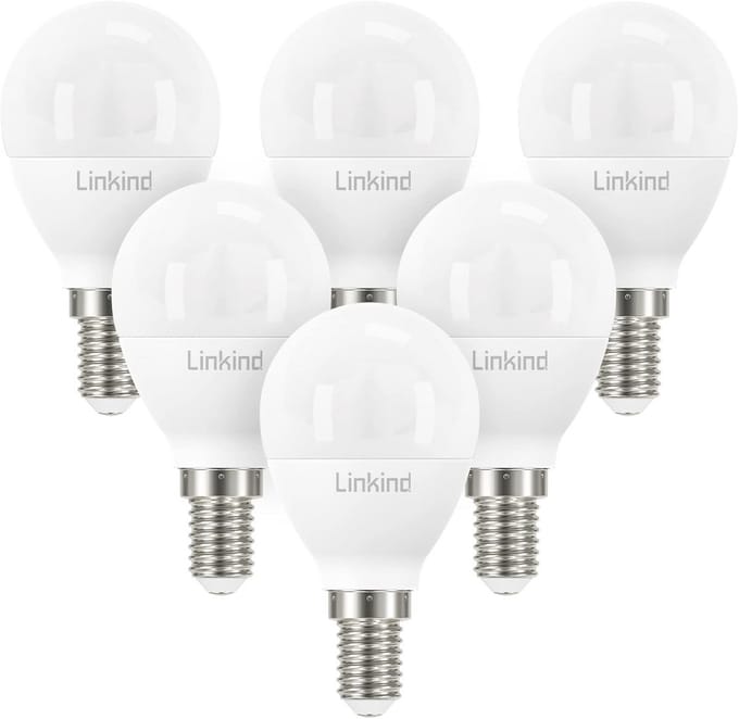 E14 LED-lampen, Klein Golfbal P45 LED-lamp, 5W (40W Equivalent) Daglicht Wit, 470lm, Niet-dimbaar, 6-pack
