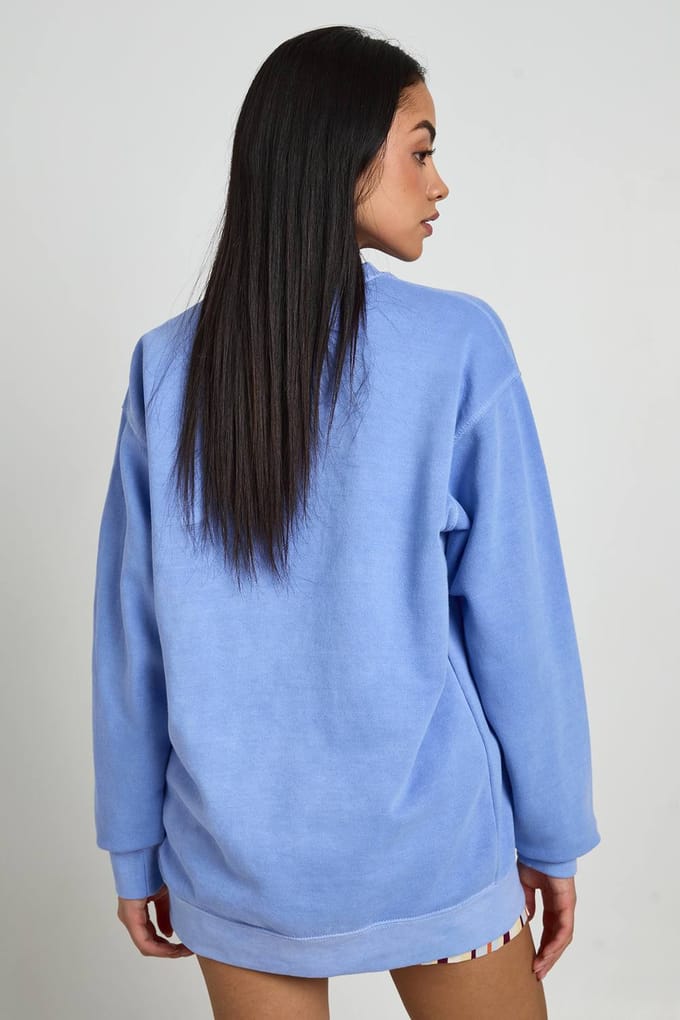 boohoo Dames Gewassen Londen Bedrukt Sweatshirt | Light Blue | Maat: Medium