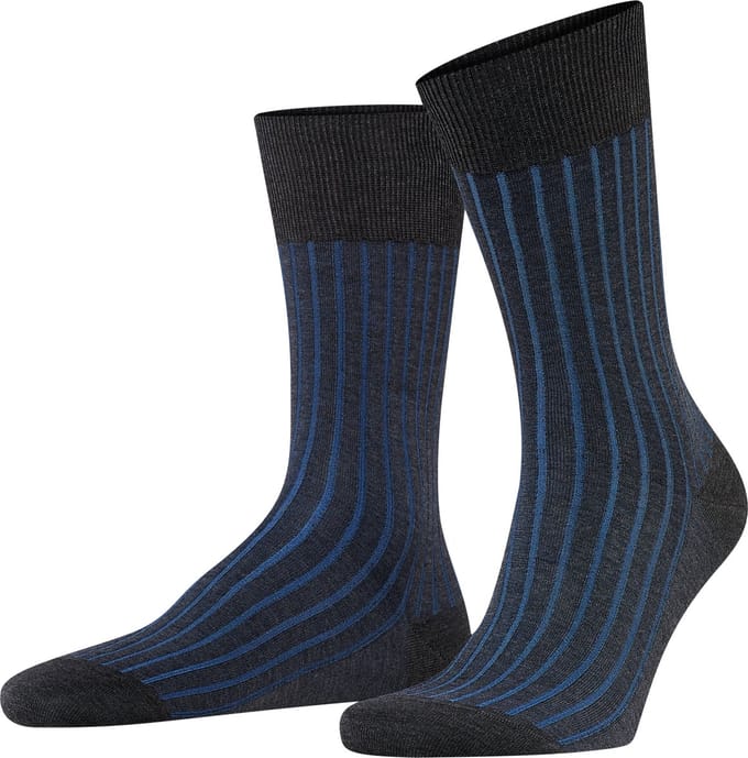FALKE Shadow gedessineerd katoen sokken heren grijs - maat 45-46