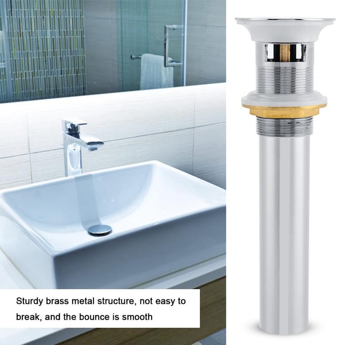 G1-1/4  Messing Badkamer Wastafel Pop-up Afvoerplug met Overloop (Zilver Chroom) gray