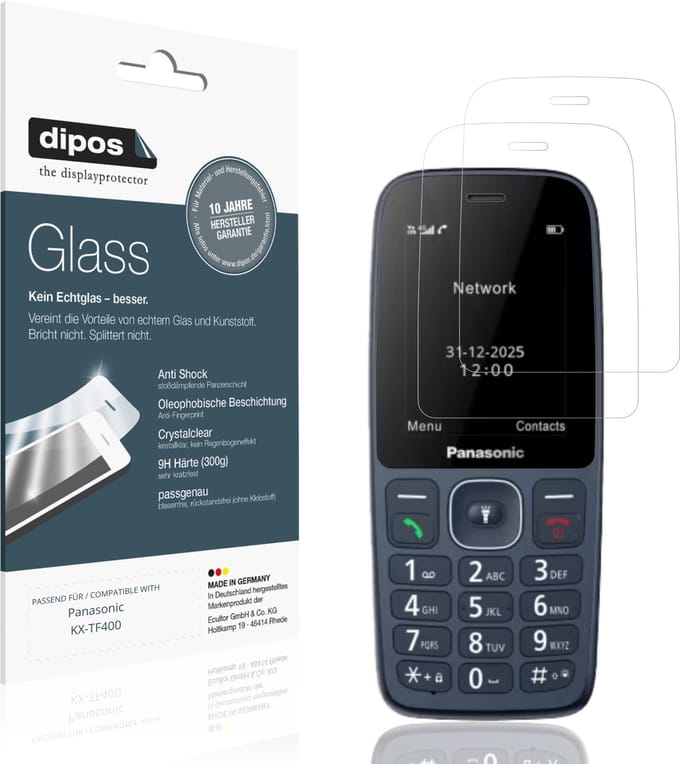 dipos – 2x Pantserfolie geschikt voor Panasonic KX-TF400 | 9H Screenprotector