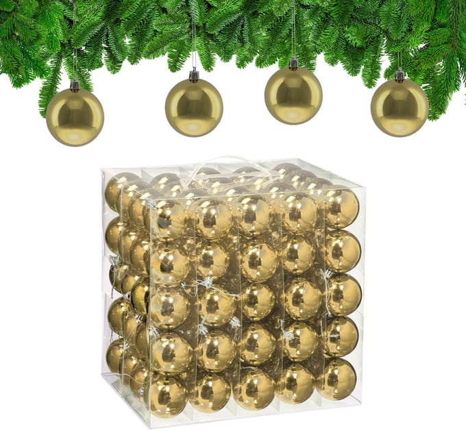 kerstballen set van 100 - Ø 6 cm - glanzend - kunststof - goud