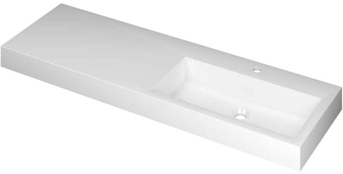 INK Momento Wastafel Polystone Wasbak Rechts met 1 Kraangat - 1400x450x90 mm - Glans Wit