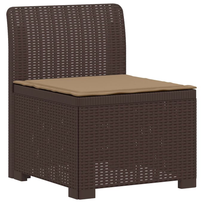 vidaXL - 4-Persoons - Tuin - Sofa - met - Kussens - Rattan - Look - PP - Bruin