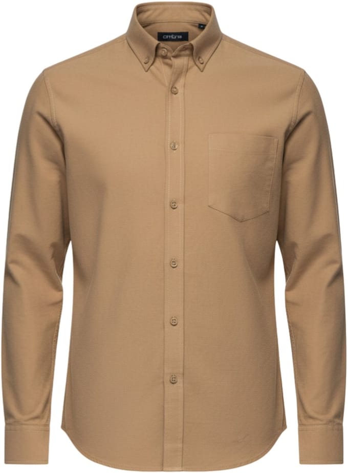 OMBRE Overhemd - Regular Fit - Katoen - Lange Mouw Koffie S