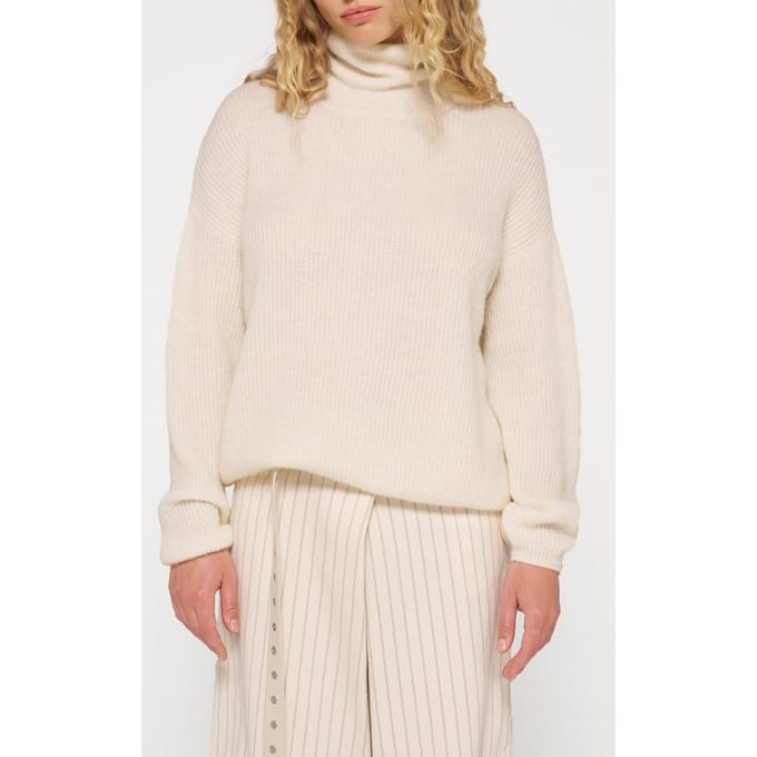 10DAYS Coll Sweater Soft Knit Ecru Größe: L | Pullover Outlet | Damen | Braun