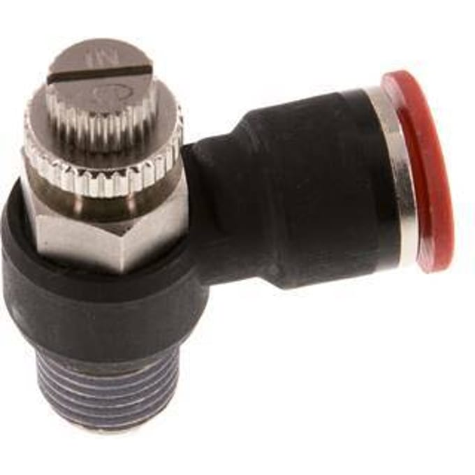 L-stuk Regelventiel 10 mm - R1/4'' Regeling-in Messing/Nylon