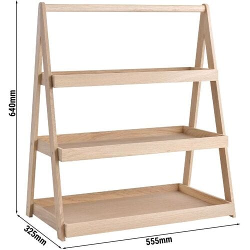 GGM Gastro Etagère - VALO - 3-stufig - Eckig - Eichenholz - Höhe: 640mm