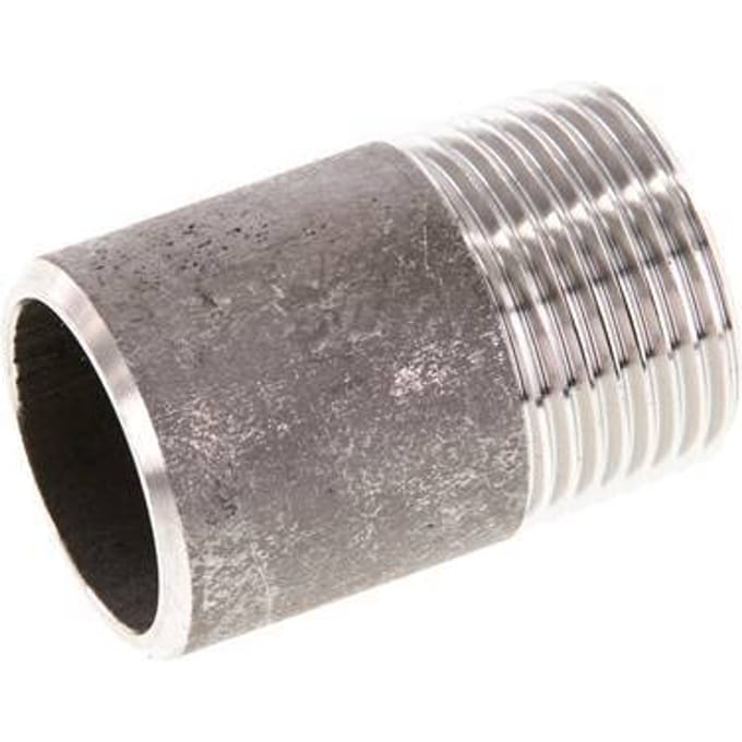 R 3/4'' Buitendraad x 26.9mm RVS Pijpnippel met Las uiteinde 20 Bar DIN 2982 - 40mm