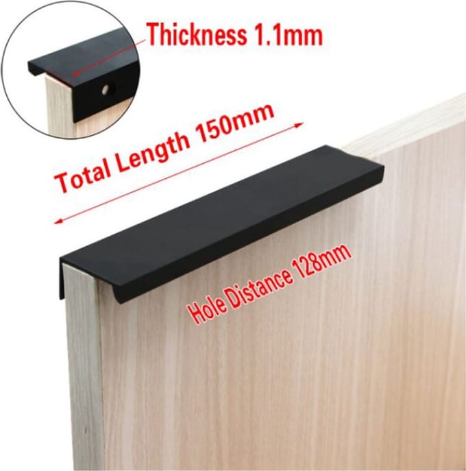 DW4Trading RVS Profiel Handgreep met Schroeven - Keuken Meubel Deur - Zwart - 150 mm