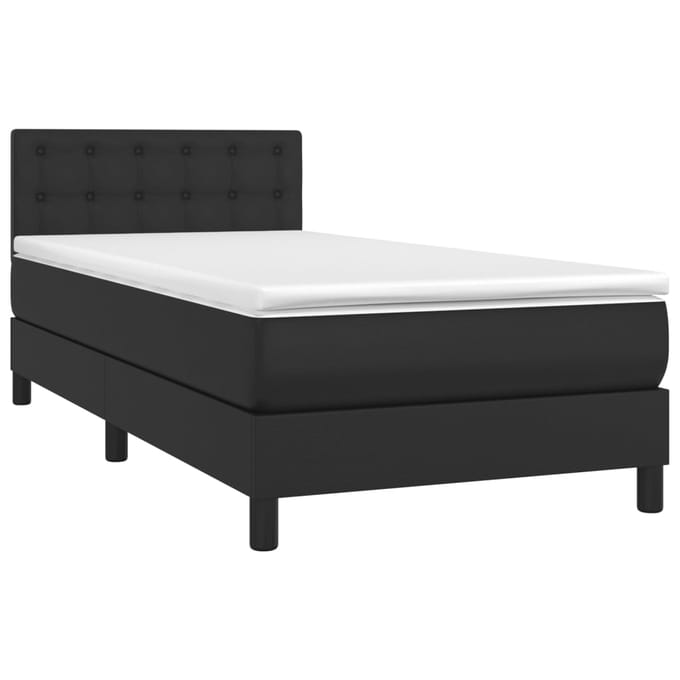 vidaXL - Boxspring - met - matras - en - LED - kunstleer - zwart - 100x200 - cm