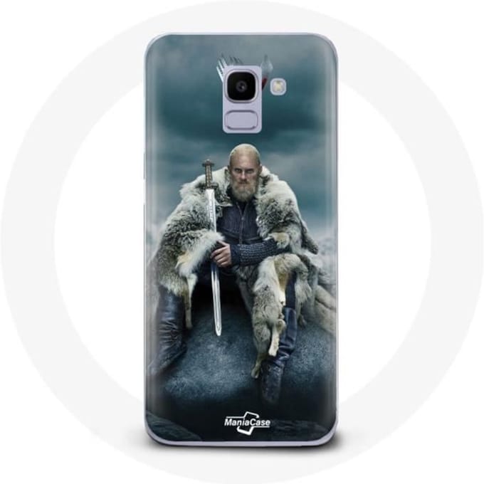 Coque - Vikings - Galaxy A8 2018 - Souple - Protection - Ragnar Lothbrok logo V Epée gris