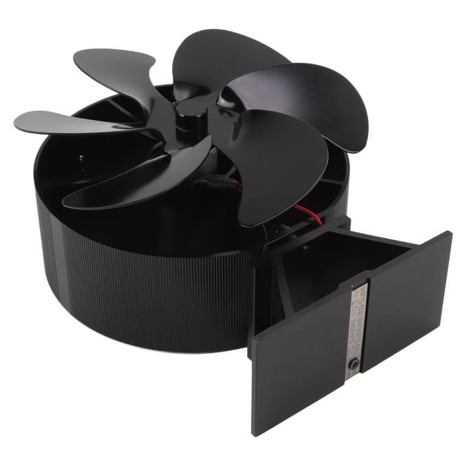 Ventilateur de cheminée à 6 pales Module thermoélectrique Ventilateur de poêle à bois Alimenté par la chaleur Bois Brûlant Air black