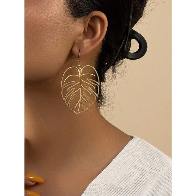Boucles d'oreilles pendantes feuilles one-size black