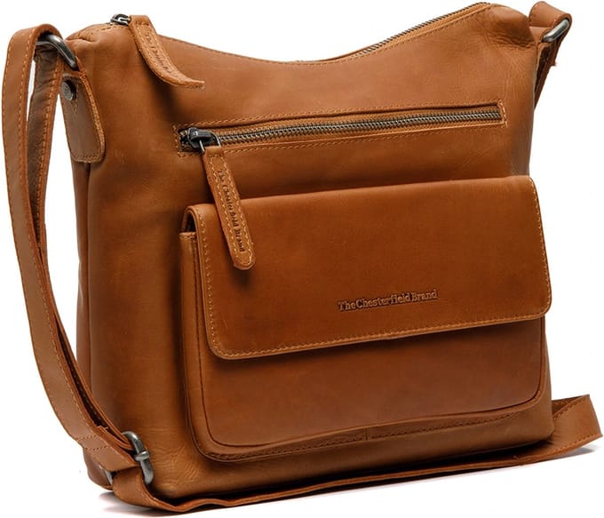 Chesterfield Schoudertas Waxed Pull Up Leer - cognac