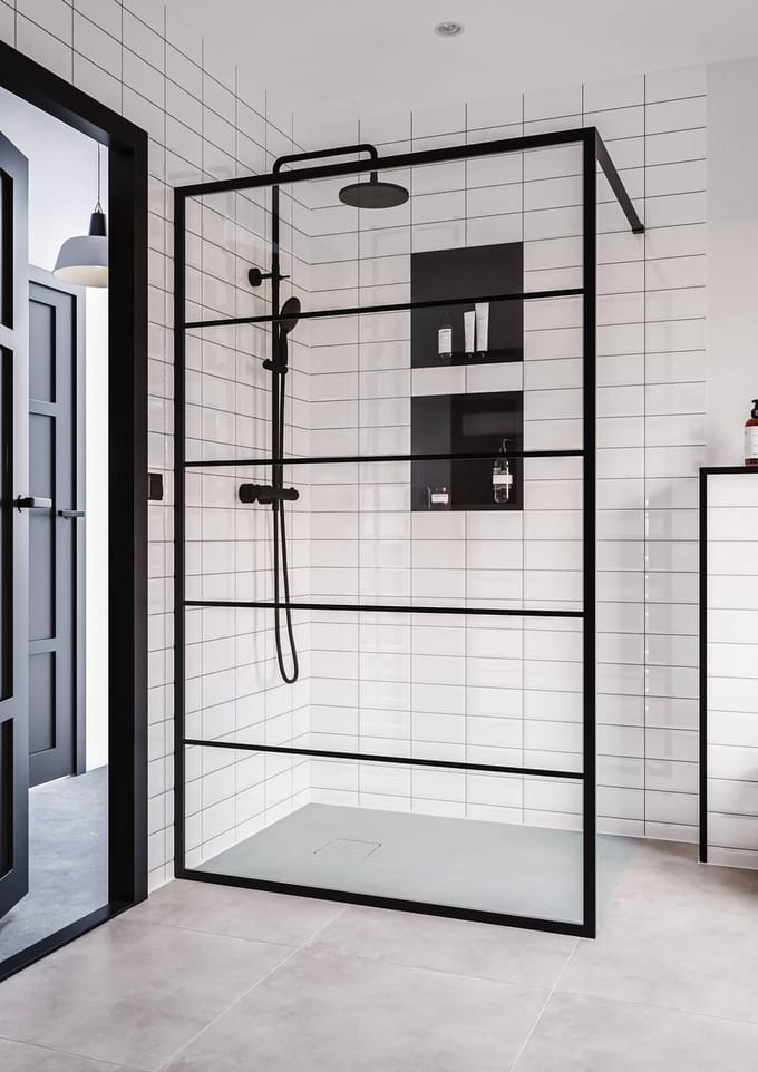 Saqu Miralo Douchewand - Incl. Antikalk 100x200 cm - Mat Zwart - Inloopdouche