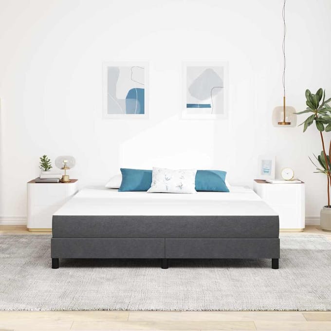 vidaXL Bedmatras met matras Grijs 180 x 200 cm Stof