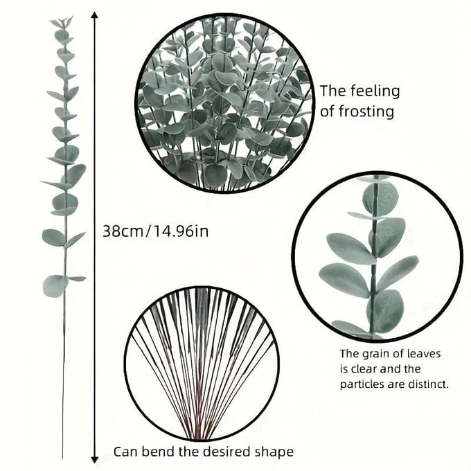 24 STUKS Kunstbloem Eucalyptus Blad Stelen, Herfst Decoratie Nep Planten Bruiloft DIY Bloemstuk 24pcs gray