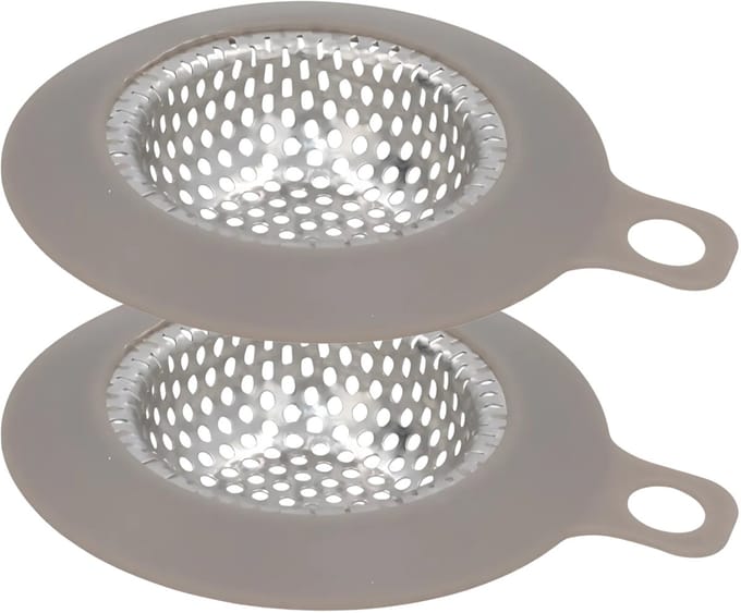 Gerimport gootsteen zeefje - 9 x 10 cm - zilver - metaal - wasbak - keukenaccessoires