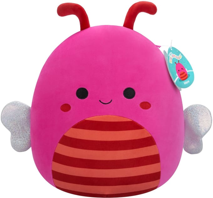 Squishmallows - Medium Plush (Mara - Hot Pink Bee W/Orange and Burgundy Striped Belly) - 30cm Plush