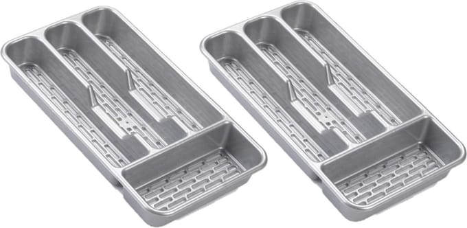 Plasticforte Bestekbak - 4-vaks - grijs - 33 x 18 x 4 cm - bestekhouders