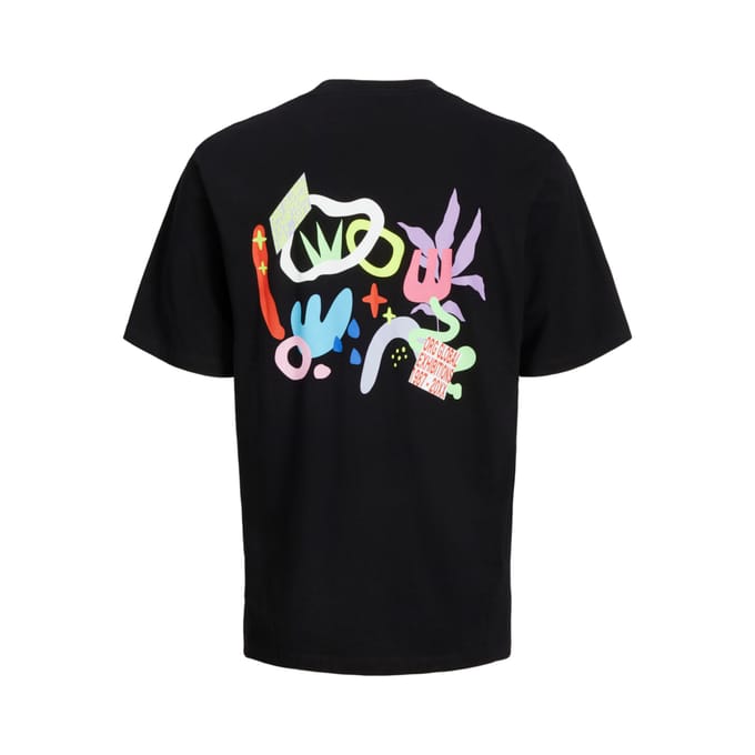 Jack & Jones - Heren Tee SS Canon Wide Fit Tee - Zwart - Maat XL