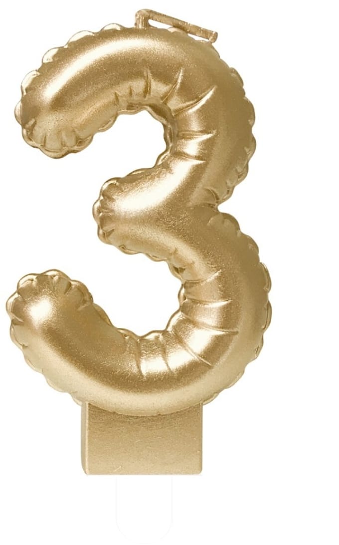 Foil balloon candle gold 3 | 4 stuks
