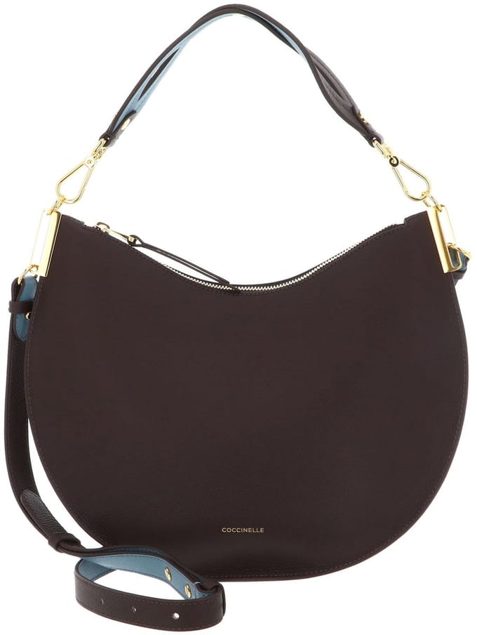COCCINELLE Leren schoudertas Sunup Shoulder Bag Brunette / Arctic Blue donkerbruin
