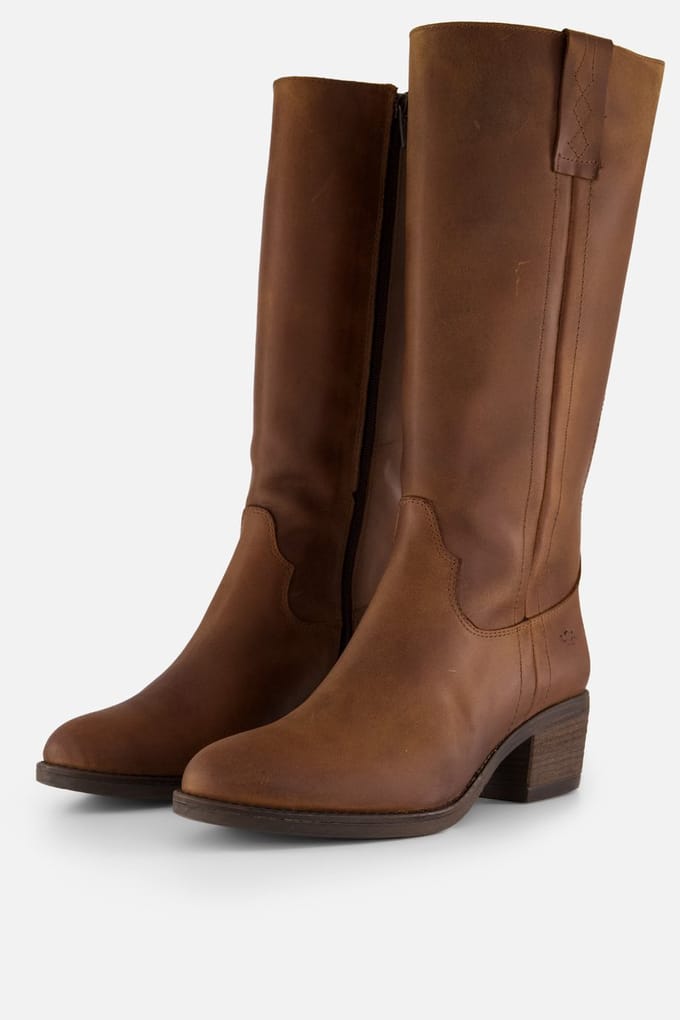 AQA Shoes - A8817 - Lange laarzenDames laarzen - Kleur: Cognac - Maat: 37