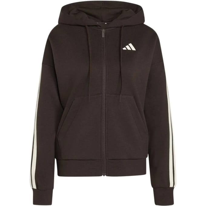 Adidas Essentials 3 Stripes Fleece Sweatshirt Met Rits Bruin S / Regular Vrouw