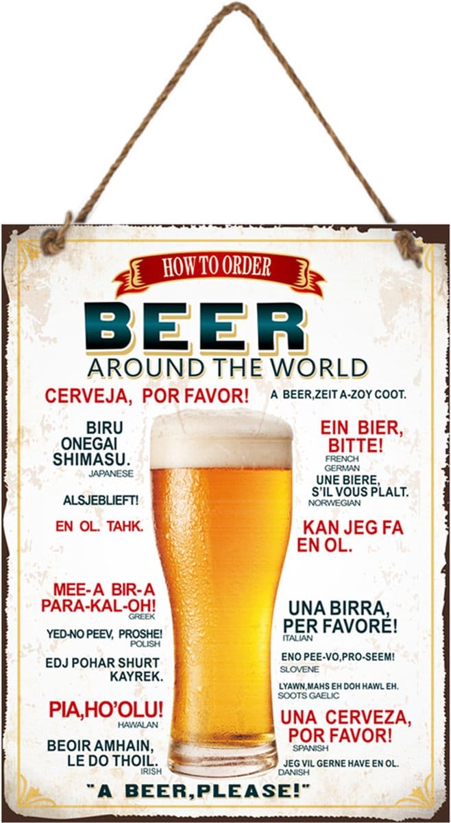 Tekstbord metaal Beer 30x40cm