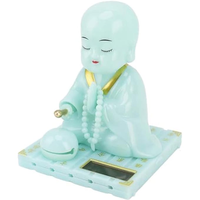 Klein Monnik Figuur Zonne-Ornament Auto Knikkend Kloppende Boeddha Beeld Speelgoed voor Autodashboard white