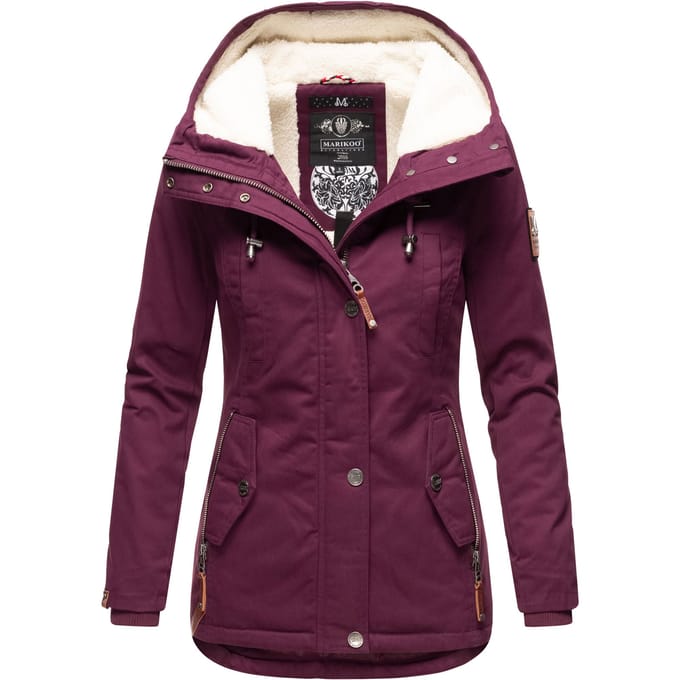 Marikoo dames winterjas met teddyfleece voering & capuchon