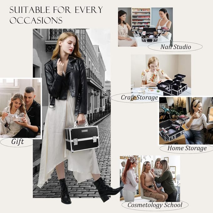 Inklapbare Make-up Koffer met Spiegel en Organizer - Ideaal voor Reizen