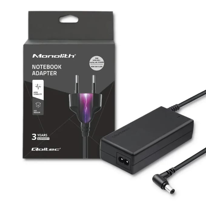 Qoltec laptopvoeding 65W |   20V |   3,25A |   5.5*2.5 |   Stroomkabel