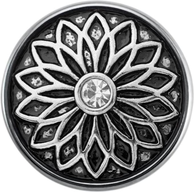 Quiges - Dames Click Button Drukknoop 18mm Bloem Symbool - EBCM348