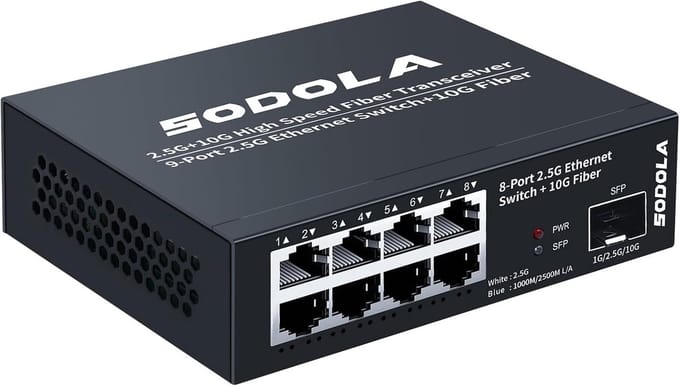 8-poorts 2,5 Gbit Switch Unmanaged met 10G SFP+ - 100 Gbps Switching Capaciteit en Ventilatorloze Werking