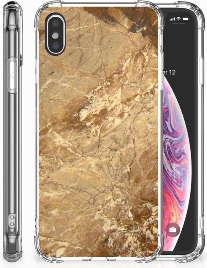 Back Cover voor Apple iPhone Xs Max Anti-Shock Hoesje Marmer Creme