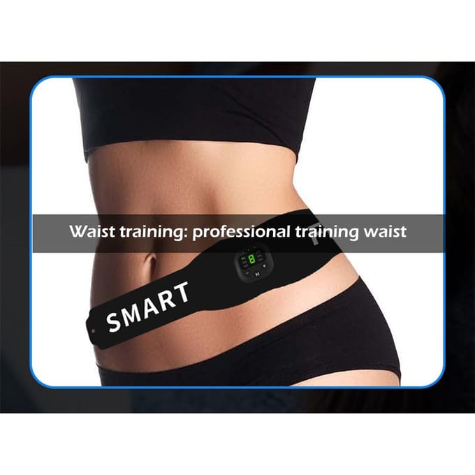 6 Modi Buik Taille Trimmer Buikspier Stimulator Riem Platte en Buik Workout Verstevigende Massager zwart
