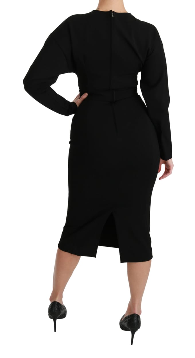 Dolce & Gabbana Dameszwarte Bodycon Sheath Midi Stretch Jurk