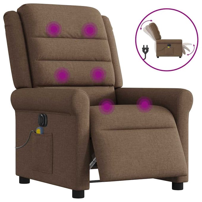 vidaXL - Massagestoel - elektrisch - verstelbaar - stof - bruin