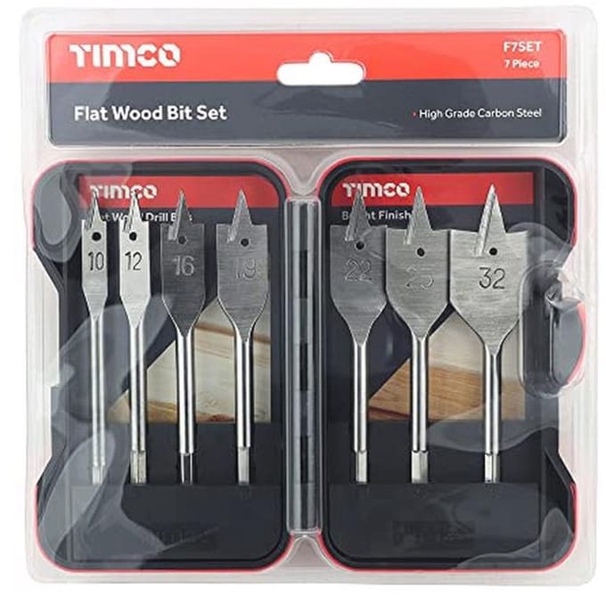 Plat houten boorset set - 7-delige boren voor houtbewerking