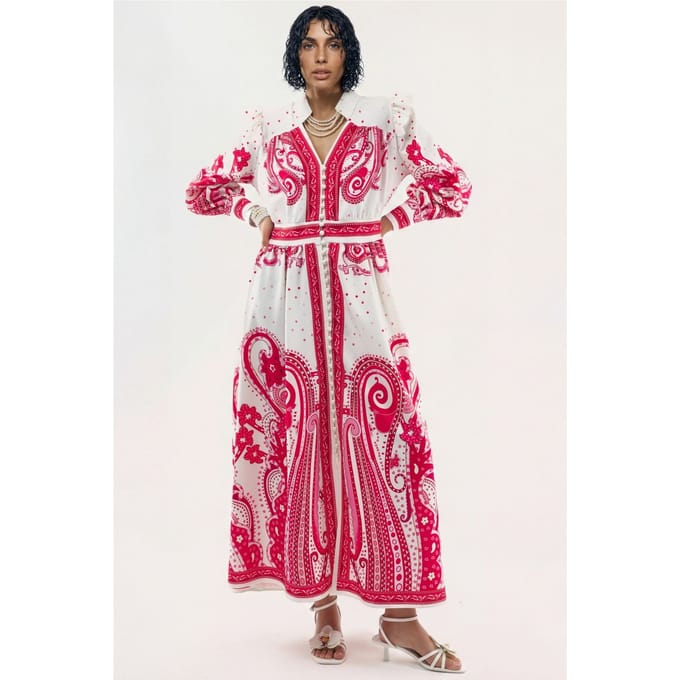 V-hals Paisley Maxi Jurk met Split