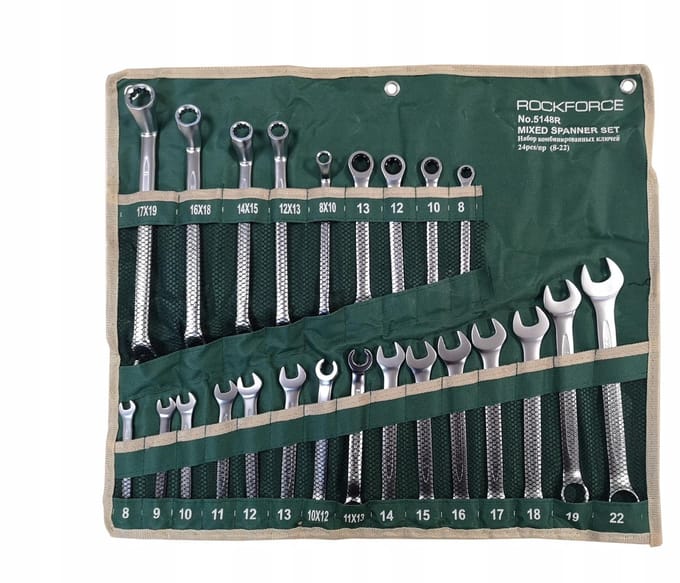 Rockforce RF-5148R - Dopsleutelset - 24-delig - Chroom-vanadiumstaal - Zwart
