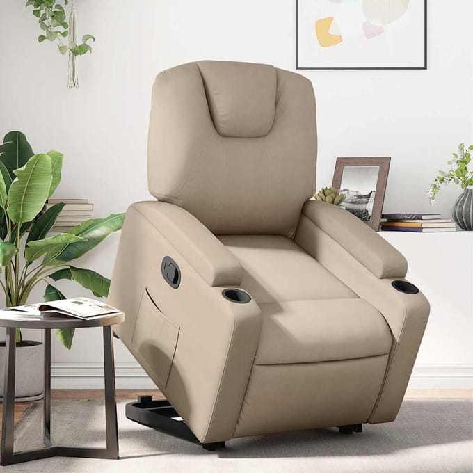 Vidaxl Sta-Op Fauteuil, Cappuccino, Bekleed met Kunstleer