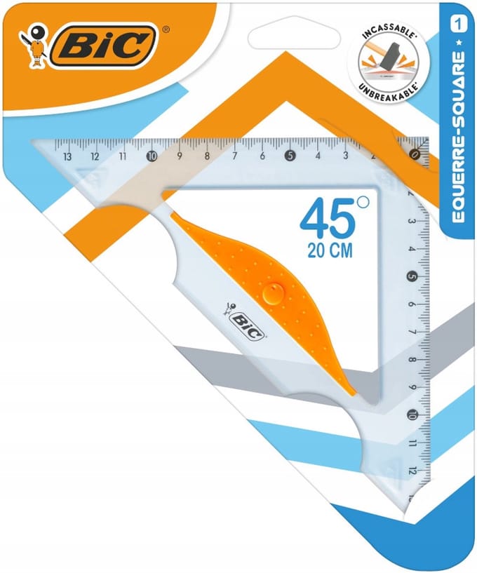 BIC Winkelhaak 45° 20 cm Transparant met Handvat
