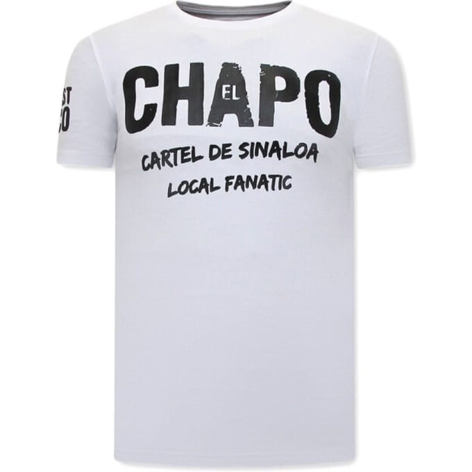T shirt EL Chapo Heren - Cartel de Sinaloa - Wit