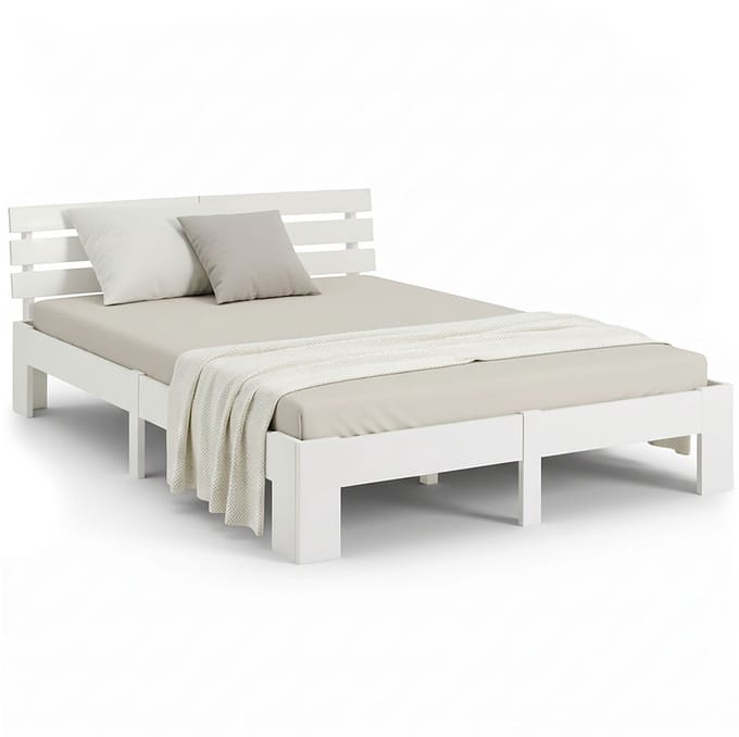 Homestyle4u Tweepersoonsbed 160x200 cm - Houten bed - Bedframe - wit