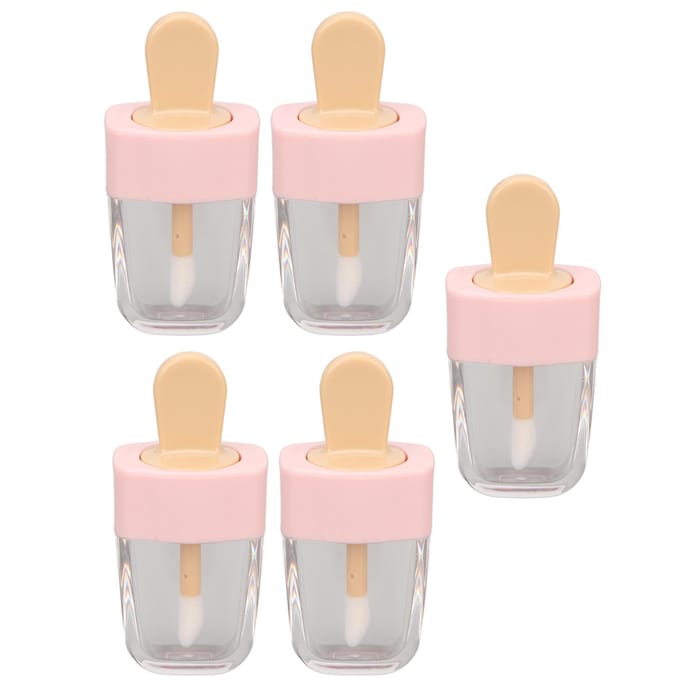 5 pièces Tubes de Gloss à Lèvres Vides 5ml Forme Crème Glacée Anti-Fuite Récipient DIY pour Gloss à Lèvres white