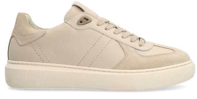 Manfield - Heren - Grijze leren sneakers - Maat 44